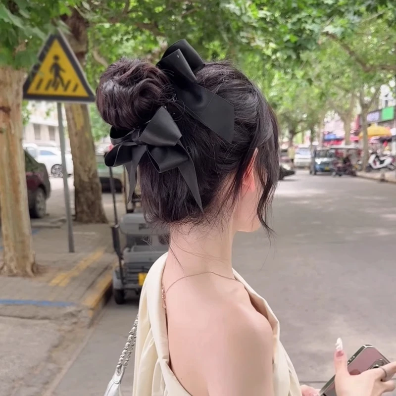 丸子头假发女仿真发蝴蝶结高扎鸡毛花苞头发饰抓夹盘发神器假发包