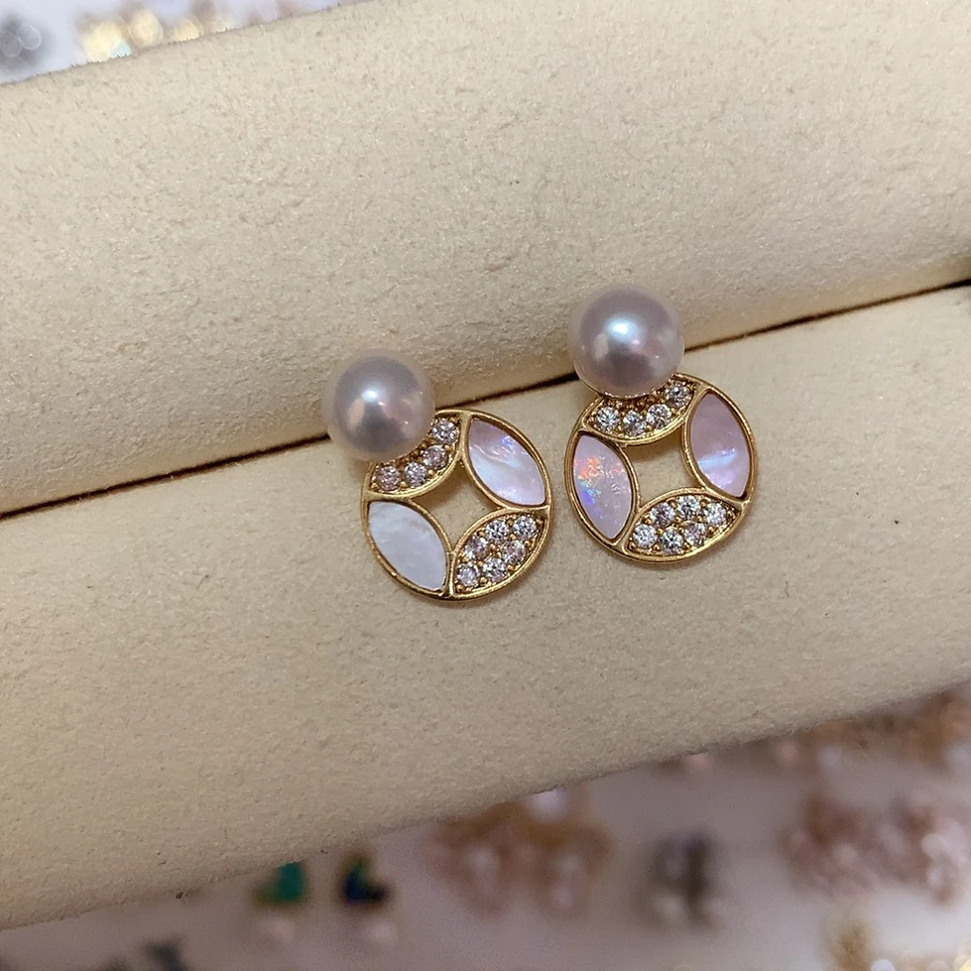 淡水珍珠耳饰合金