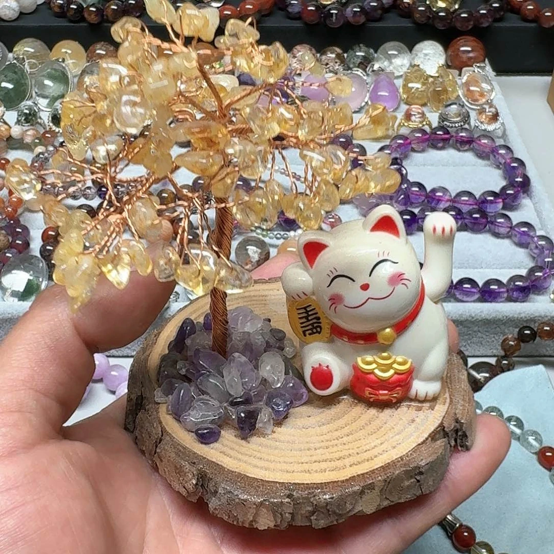 水晶水晶树摆件未镶嵌没****?