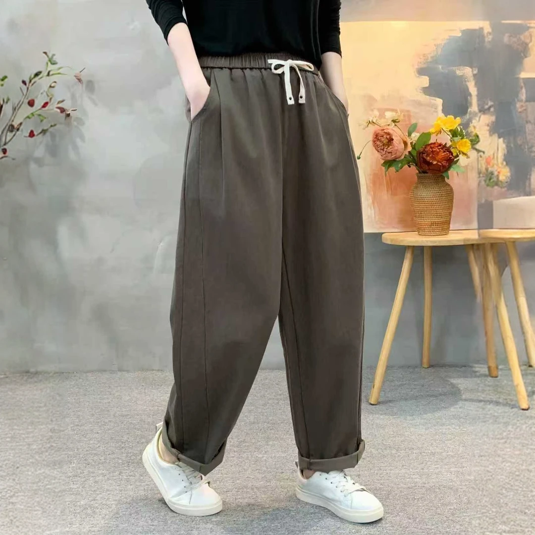 休闲风直筒裤春夏秋高腰休闲裤薄款莱赛尔长裤纯色