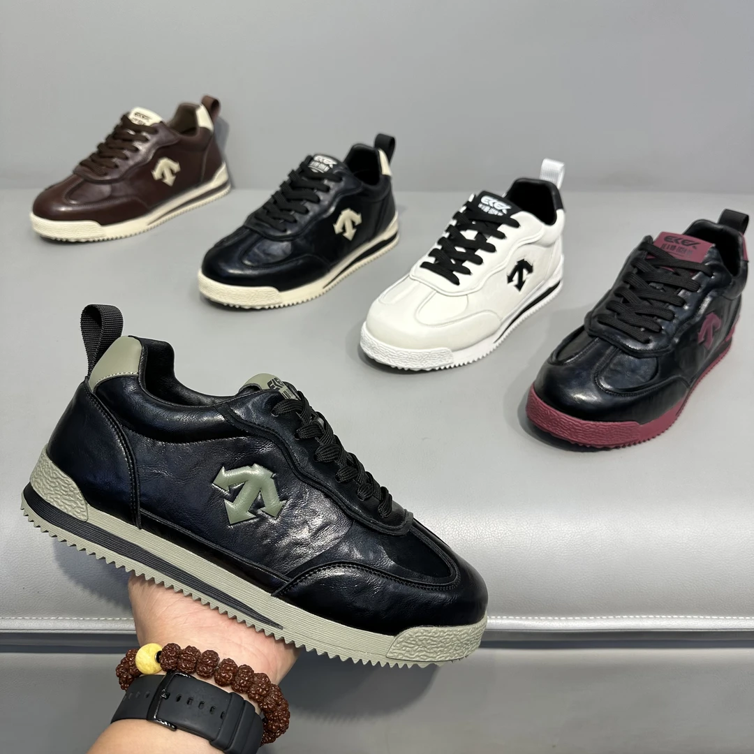 2025新款低帮系带圆头拼接舒适板鞋防滑软底休闲鞋潮流