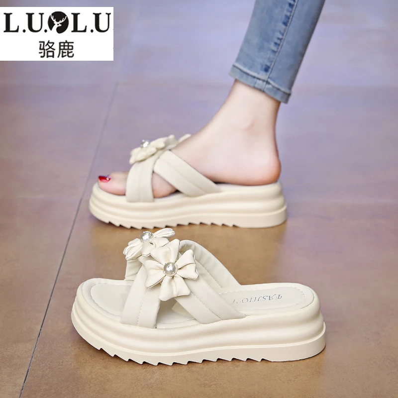 软底拖鞋女夏季外穿2025新款配裙子凉鞋时尚小个子厚底一字拖