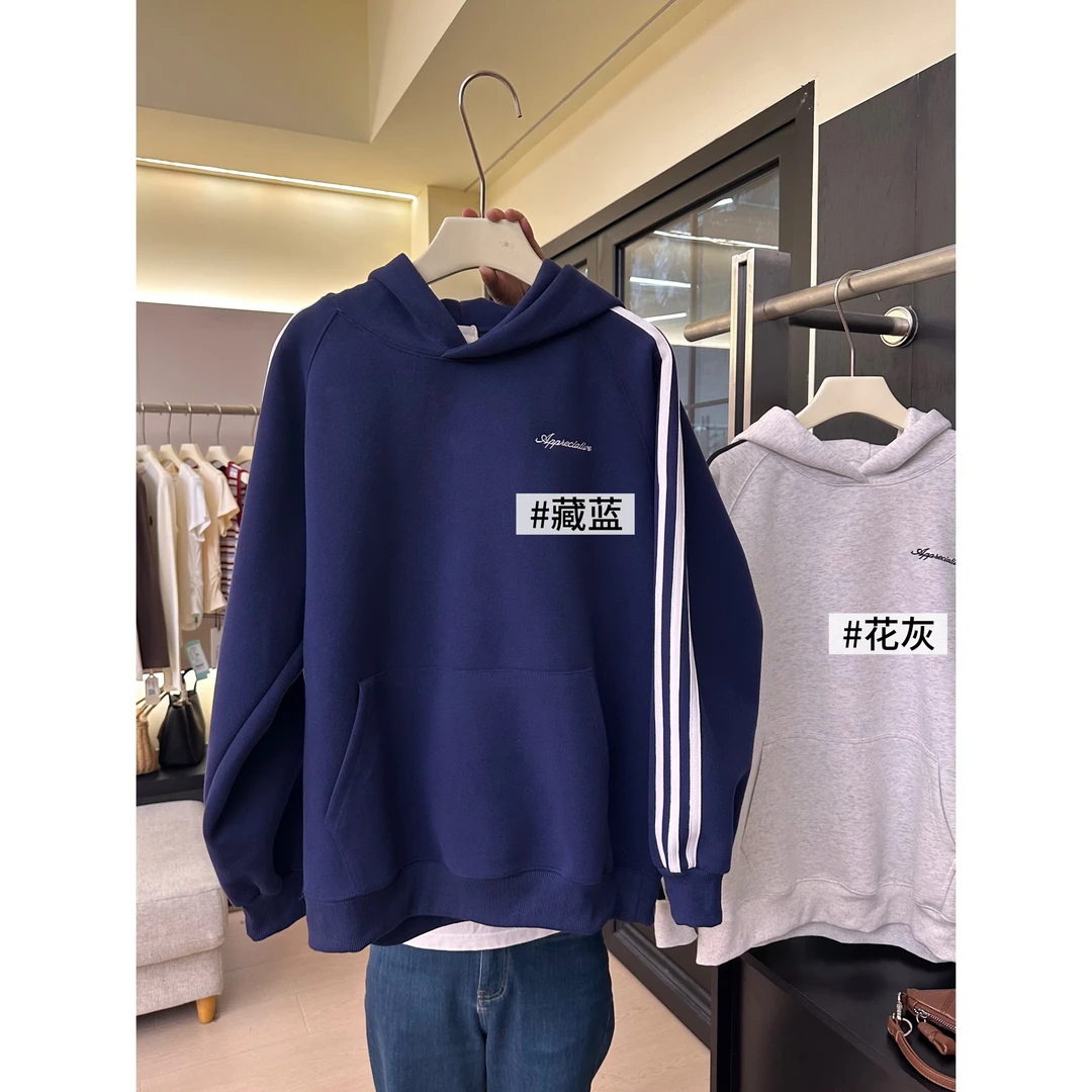【高克重】J40美式连帽卫衣女套头加厚秋季男友风宽松运动休闲外套