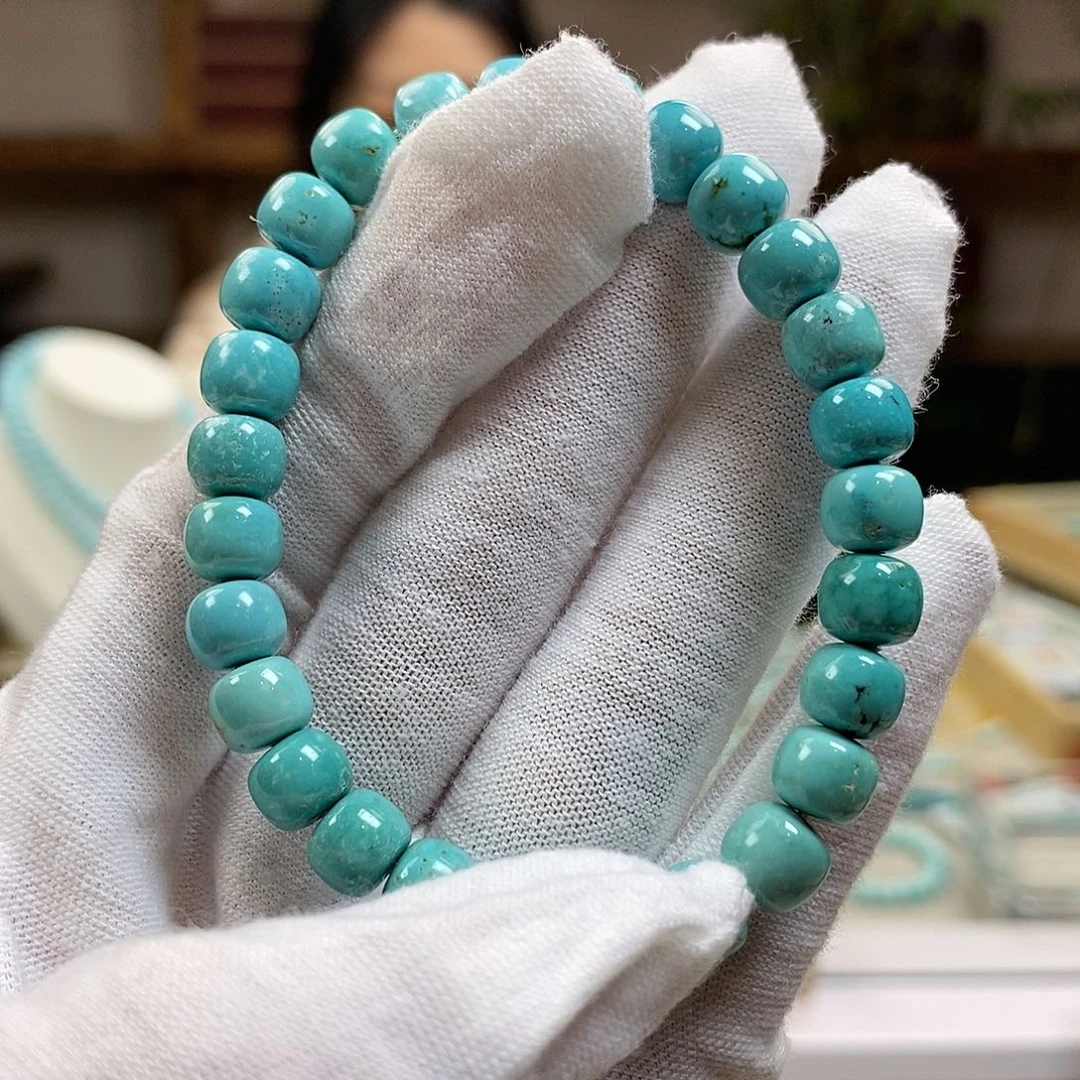 绿松石A7瓷釉级油绿卡7.6未镶嵌