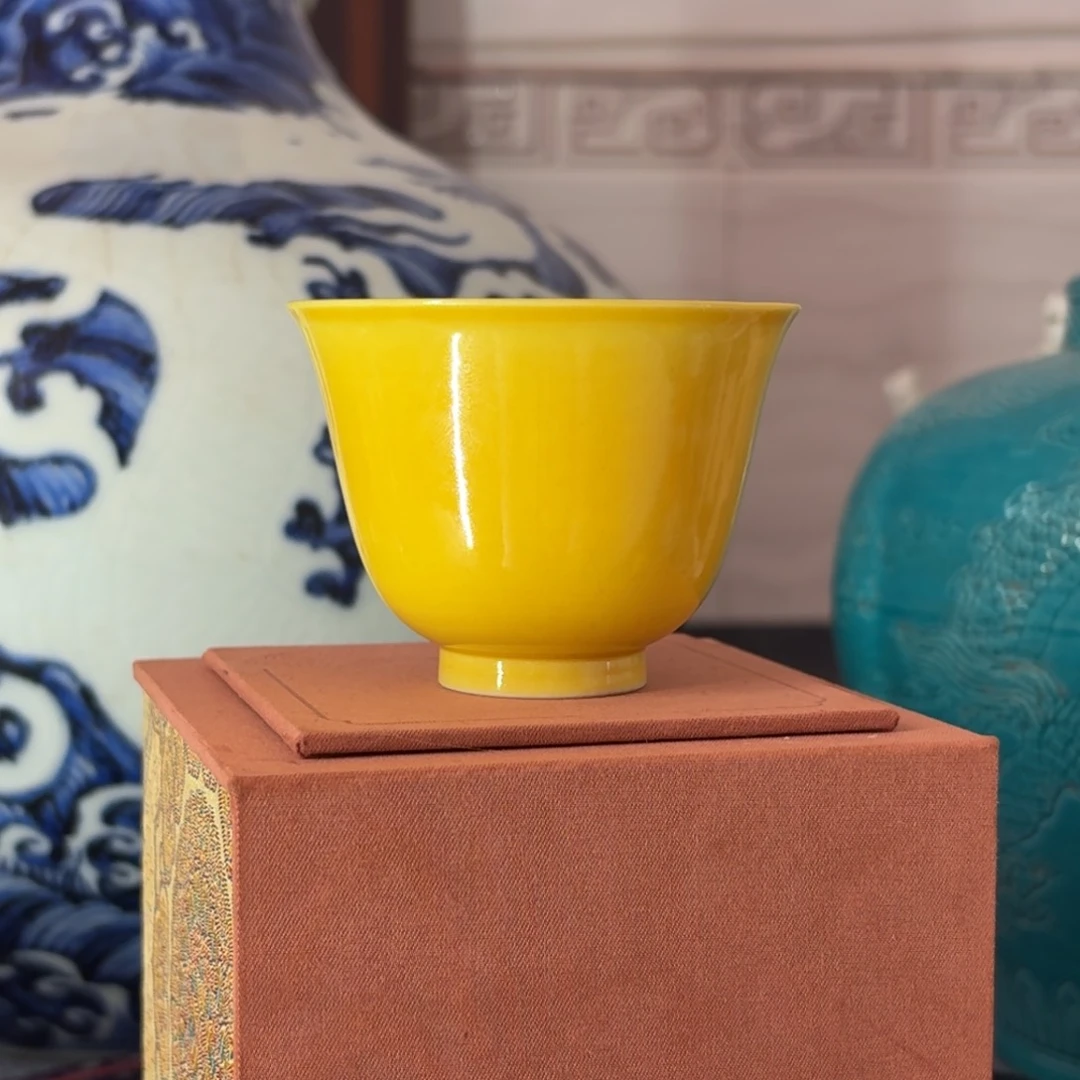 摆件往****扬摆件好看杯子黄釉