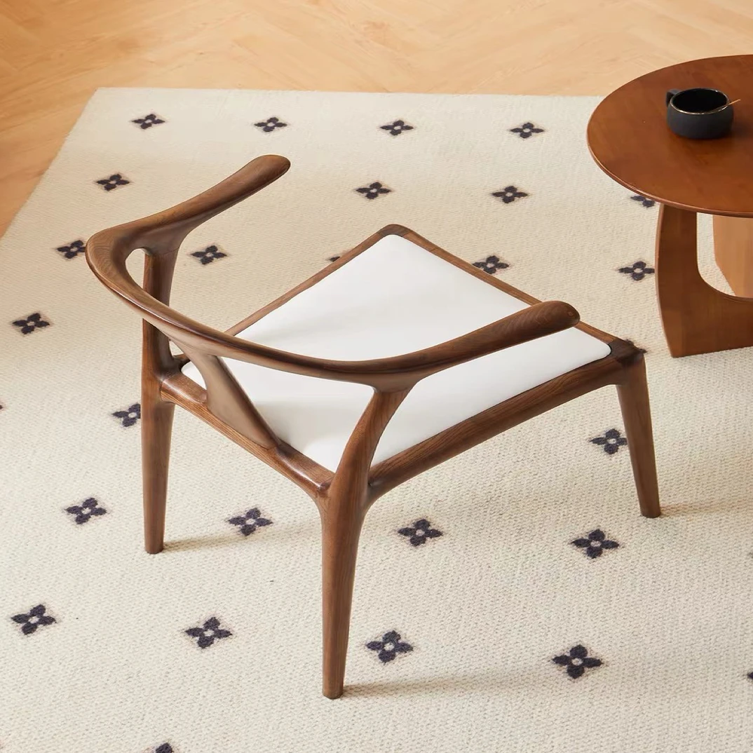 北美黑胡桃实木榫卯鸭嘴椅客厅家用休闲靠背椅