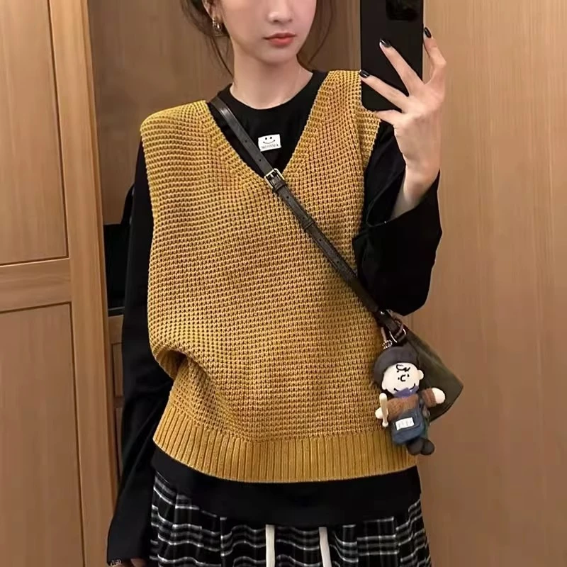 针织马甲背心长袖t恤两件套女2025秋季新款韩版时尚洋气百搭上衣