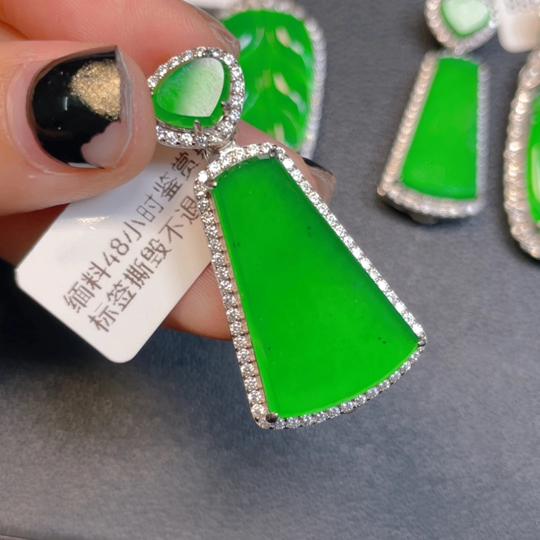 翡翠银S925镶嵌挂件hhbj