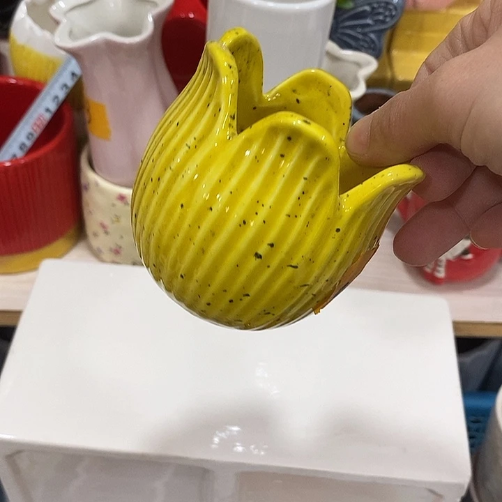 陶盆有孔 瑕疵针孔漏釉介意勿拍外口 7外高7