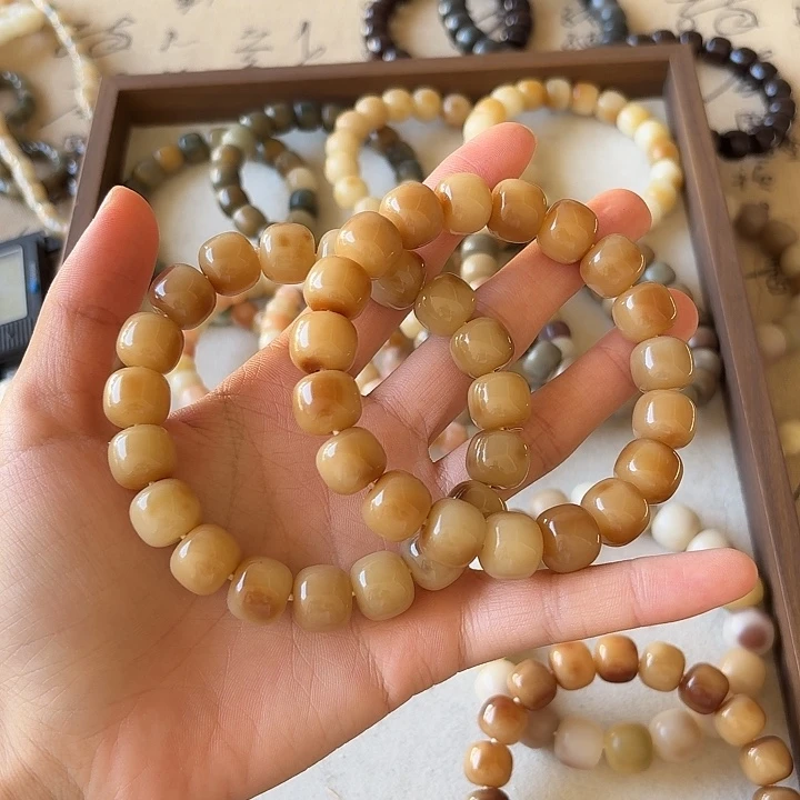 菩提根/象牙果手串卡13油膏虎皮桶珠