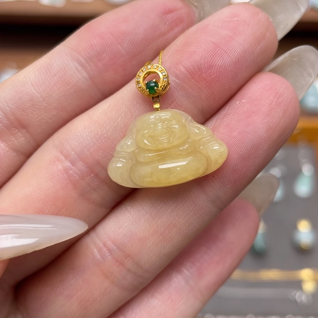 翡翠18K金镶嵌吊坠(不含链)