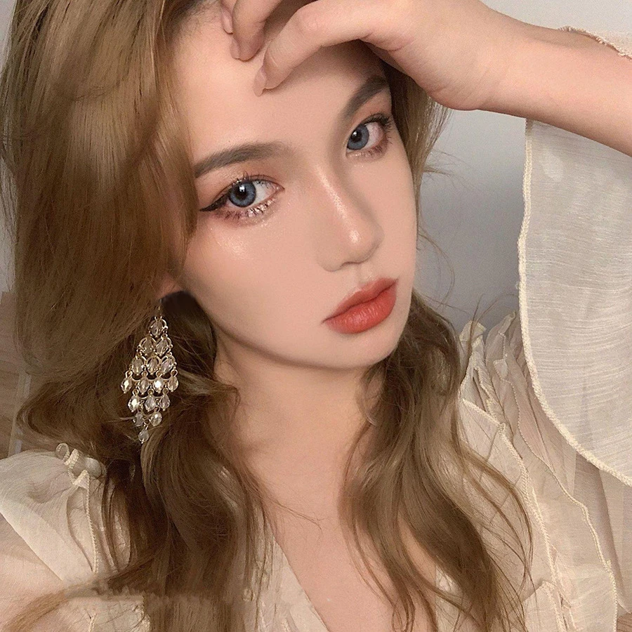 合金耳饰 夸张欧美风流苏耳环女时尚网红气质简约长款耳钩个性