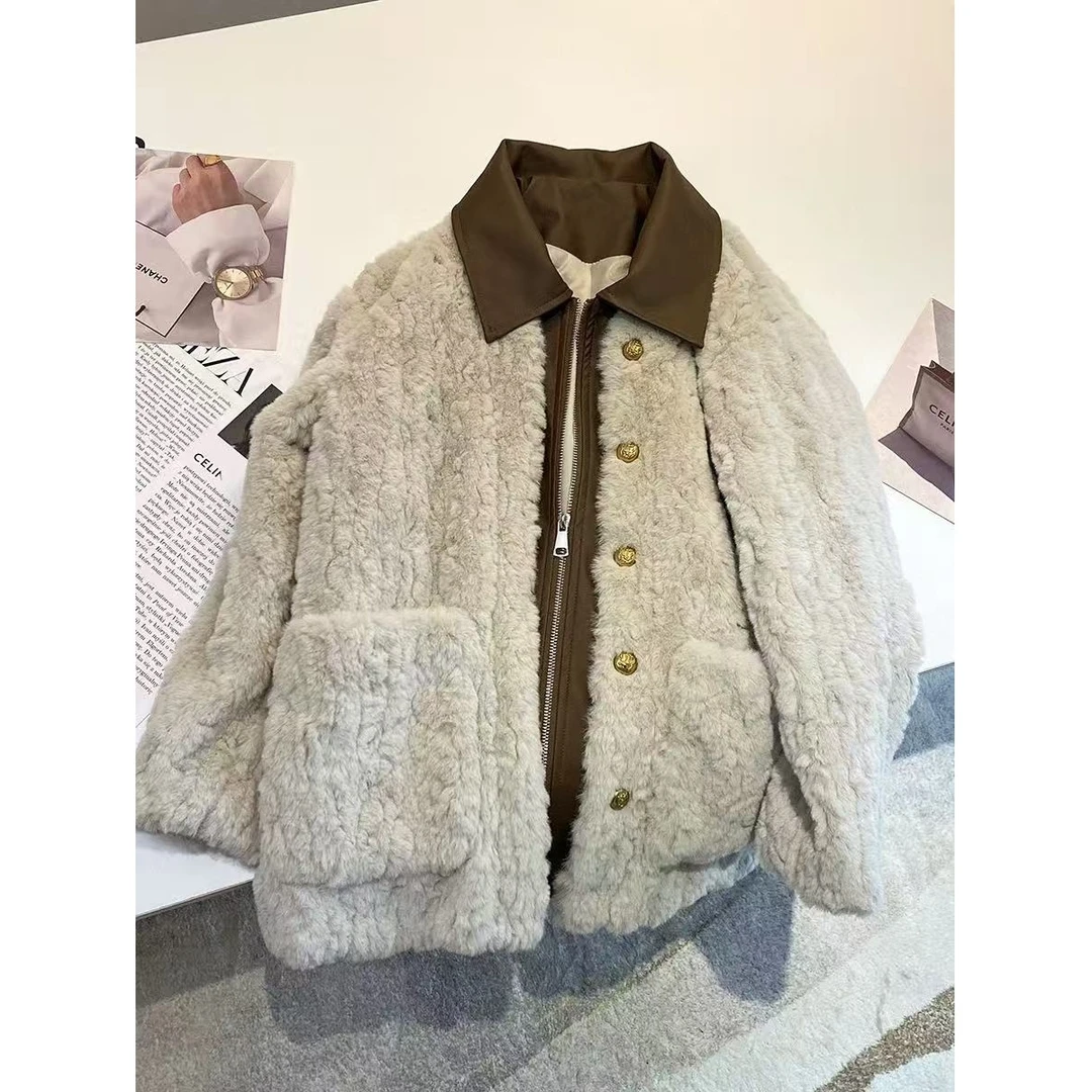 【A1951-A1960】女冬季短外套南法拼接翻领开衫百搭短款 主图款没有