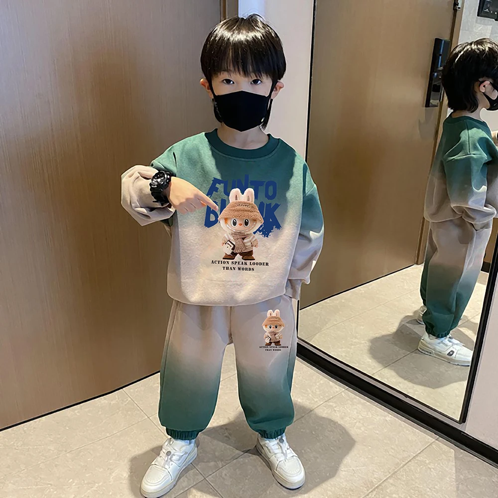 6岁男童秋季套装童装2025新款儿童时髦拉布布时尚两件套男孩春秋