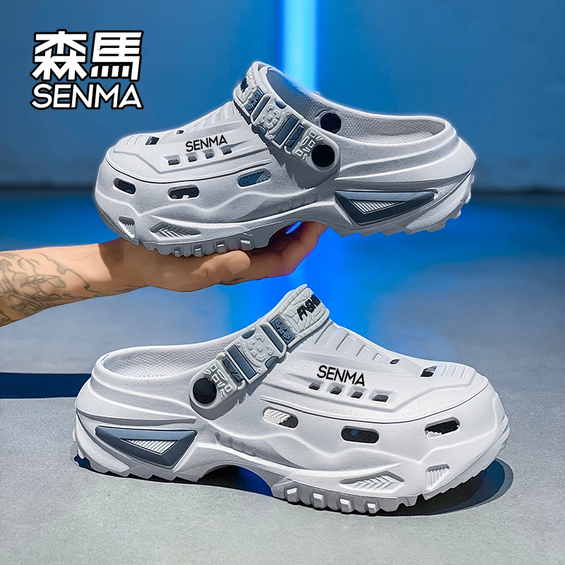 森马男鞋子夏季外穿防滑防臭休闲镂空透气包头拖潮流软底洞洞鞋拖