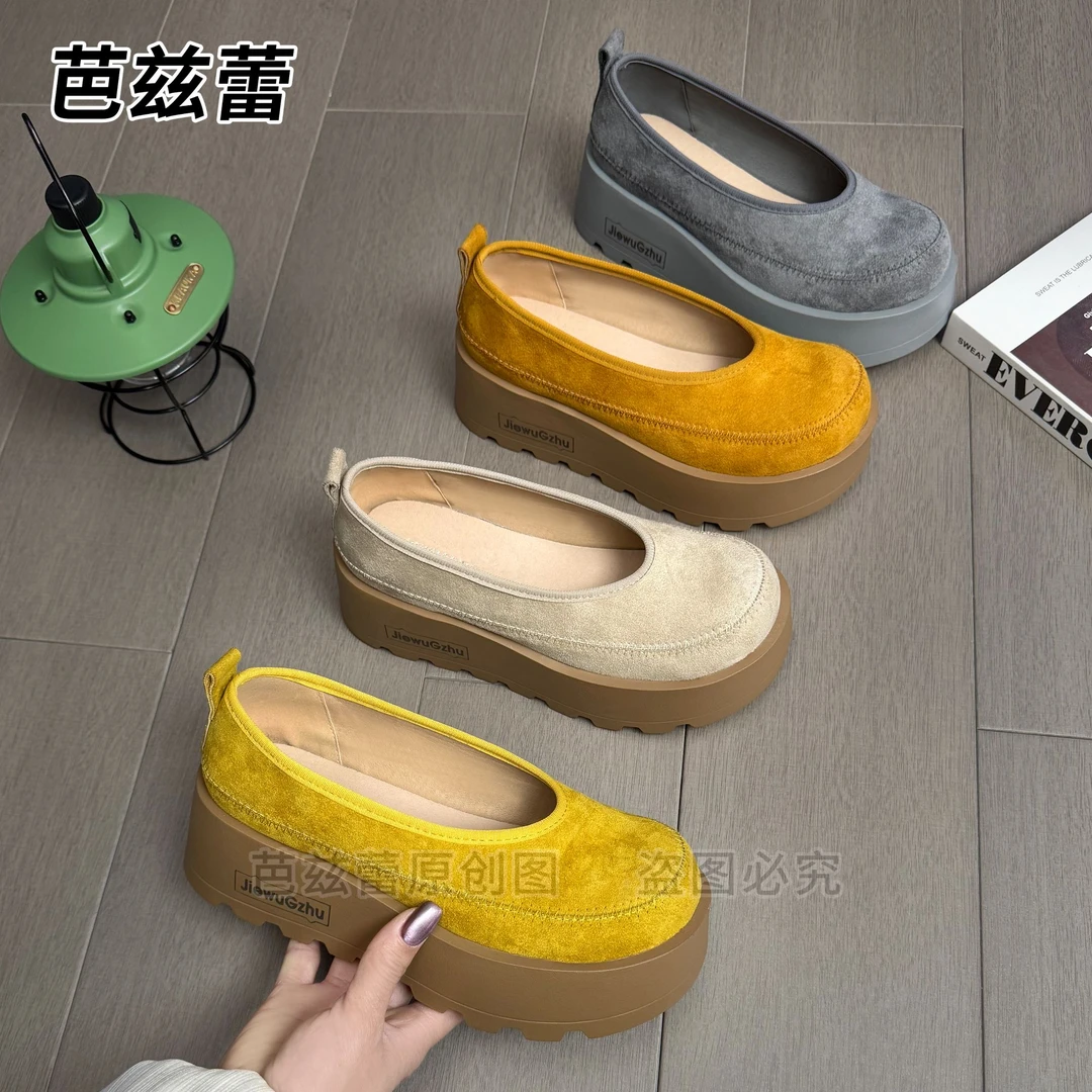 芭兹蕾V口欧若风增高6CM2025春季新款休闲时尚百搭厚底气质女鞋