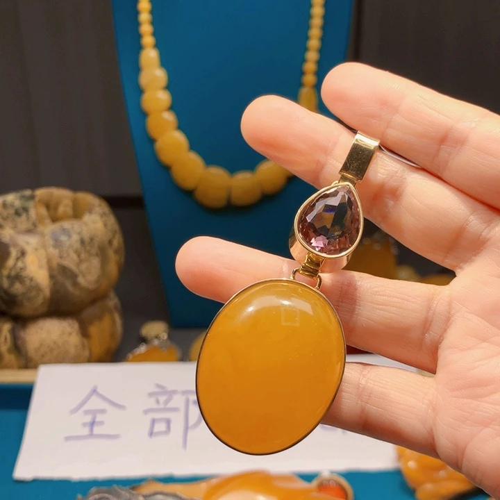 琥珀颈饰未镶嵌波兰设计款琥珀蜜蜡