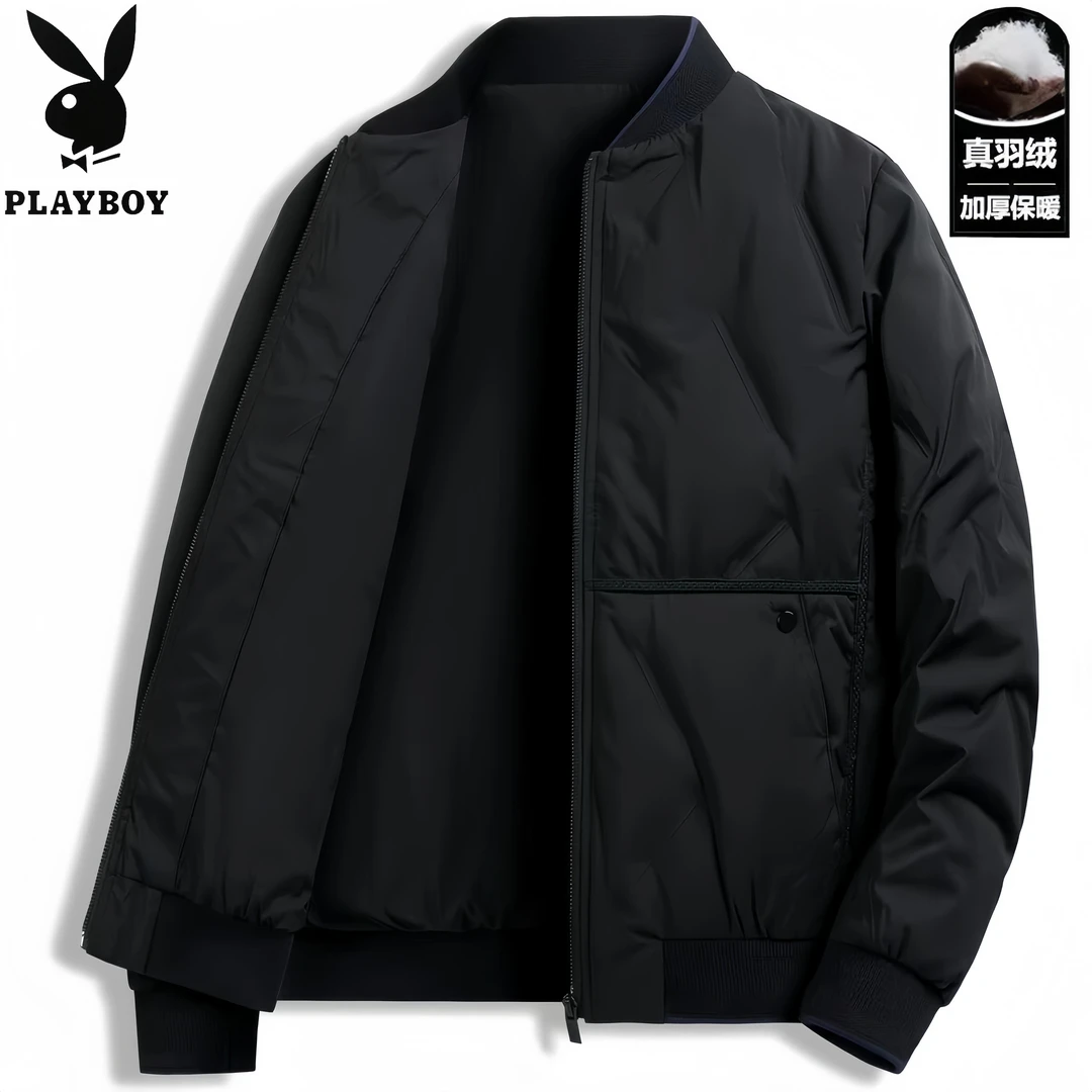 PLAYBOY/花花公子商务羽绒服男士短款冬季轻薄时尚夹克棒球服外套