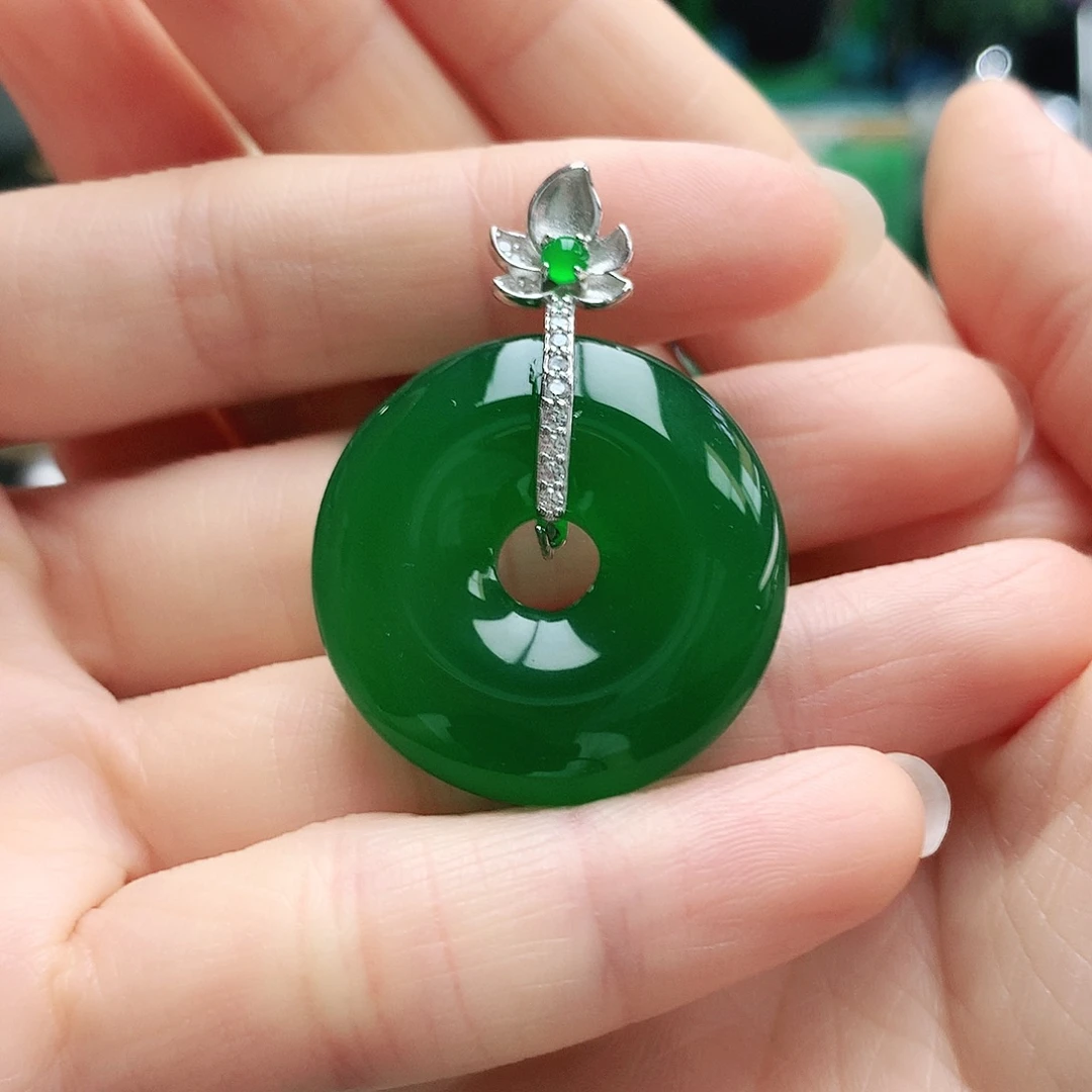 玛瑙/玉髓银S925镶嵌吊坠