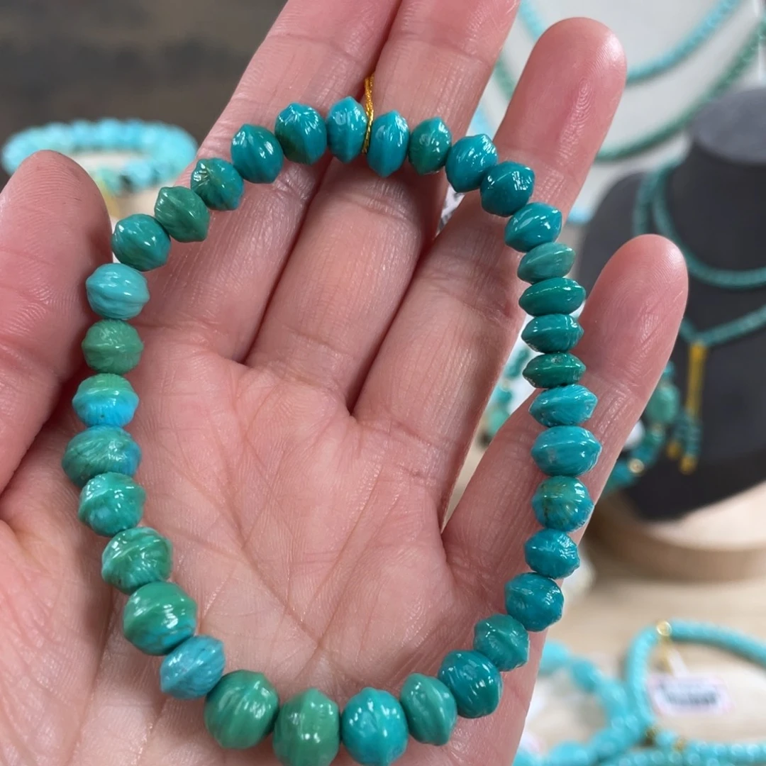 绿松石未镶嵌套链7mm精品全玉化百香手串