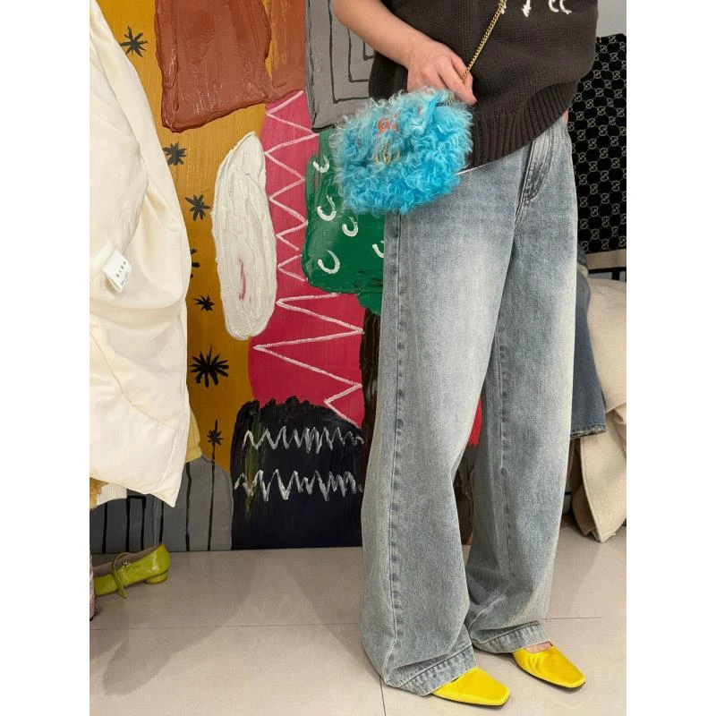 2024春款特殊水洗阔腿直筒牛仔裤 J24K036