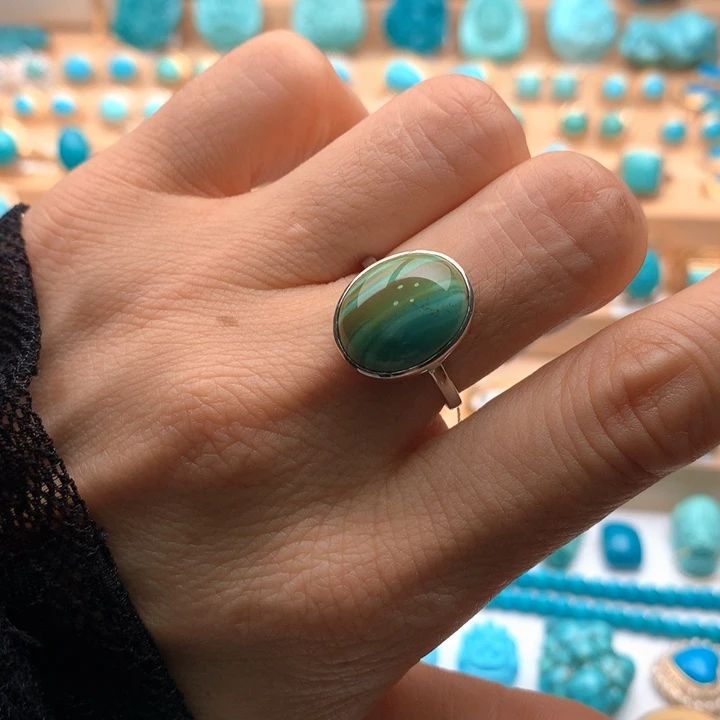 绿松石银S925镶嵌珠宝奇石