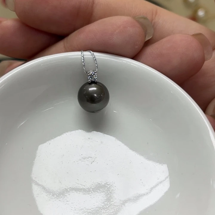 银S925镶嵌颈饰海水珍珠大溪地10-11mm23号