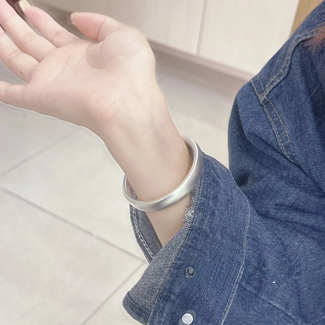 足银手镯 足银999.9古法磨砂轮胎镯
