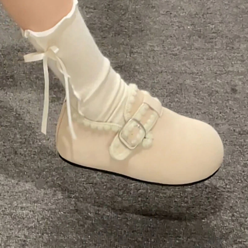 白色复古内增高厚底全包勃肯鞋女2025新款秋季配裙子软底百搭单鞋