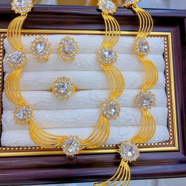 钛钢项链 1872新款四件套首饰耳环项链戒指手链爆款白搭时尚金色