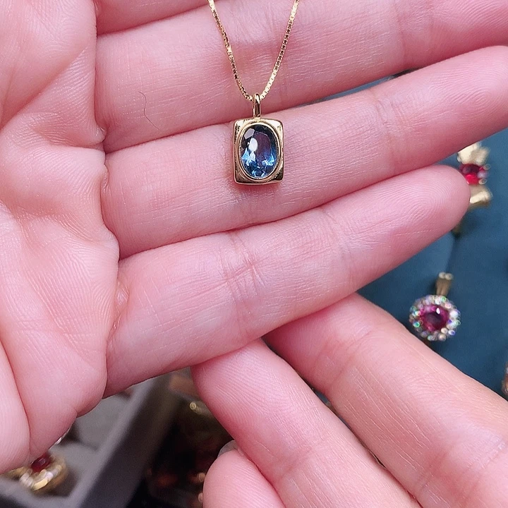 托帕石颈饰银S925镶嵌