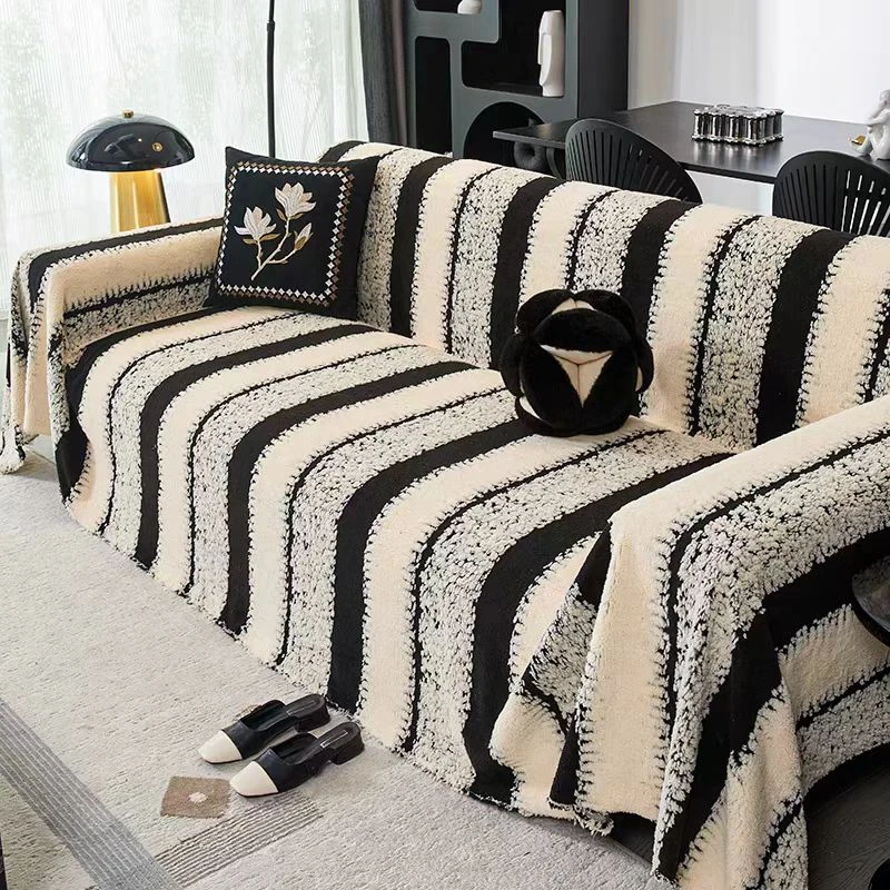 2025高级感钢琴键加厚毛绒全盖防滑沙发巾通用沙发保护罩