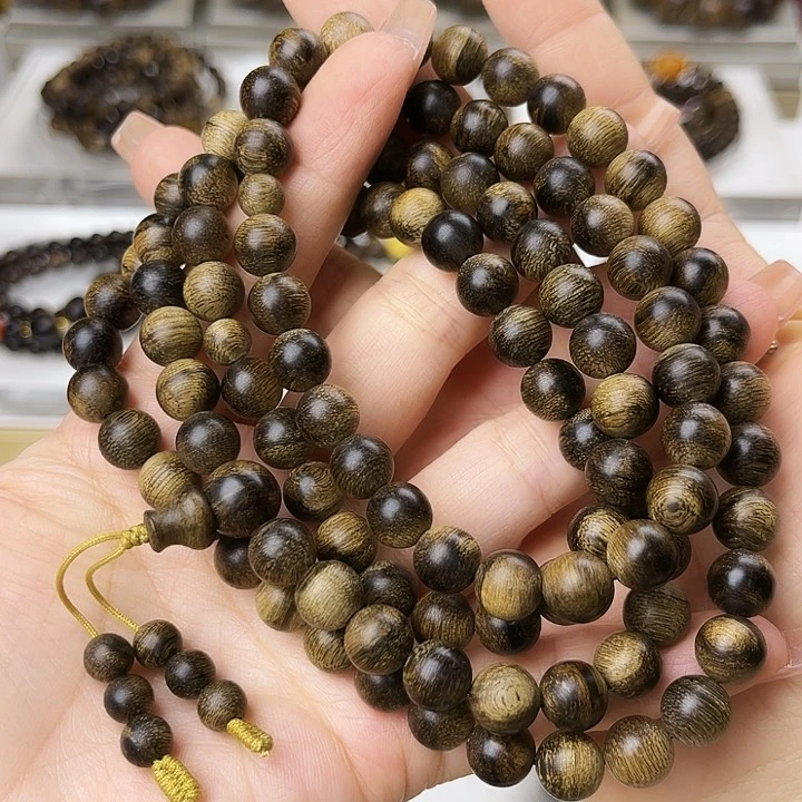 手串沉香越南芽庄老白棋古董窖藏留疤虎斑纹