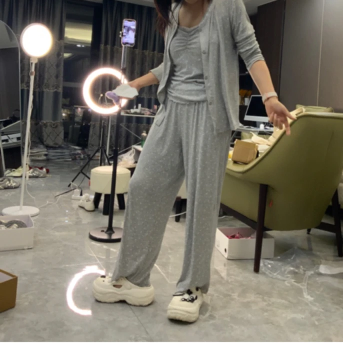 小碎花三件套垂感睡衣