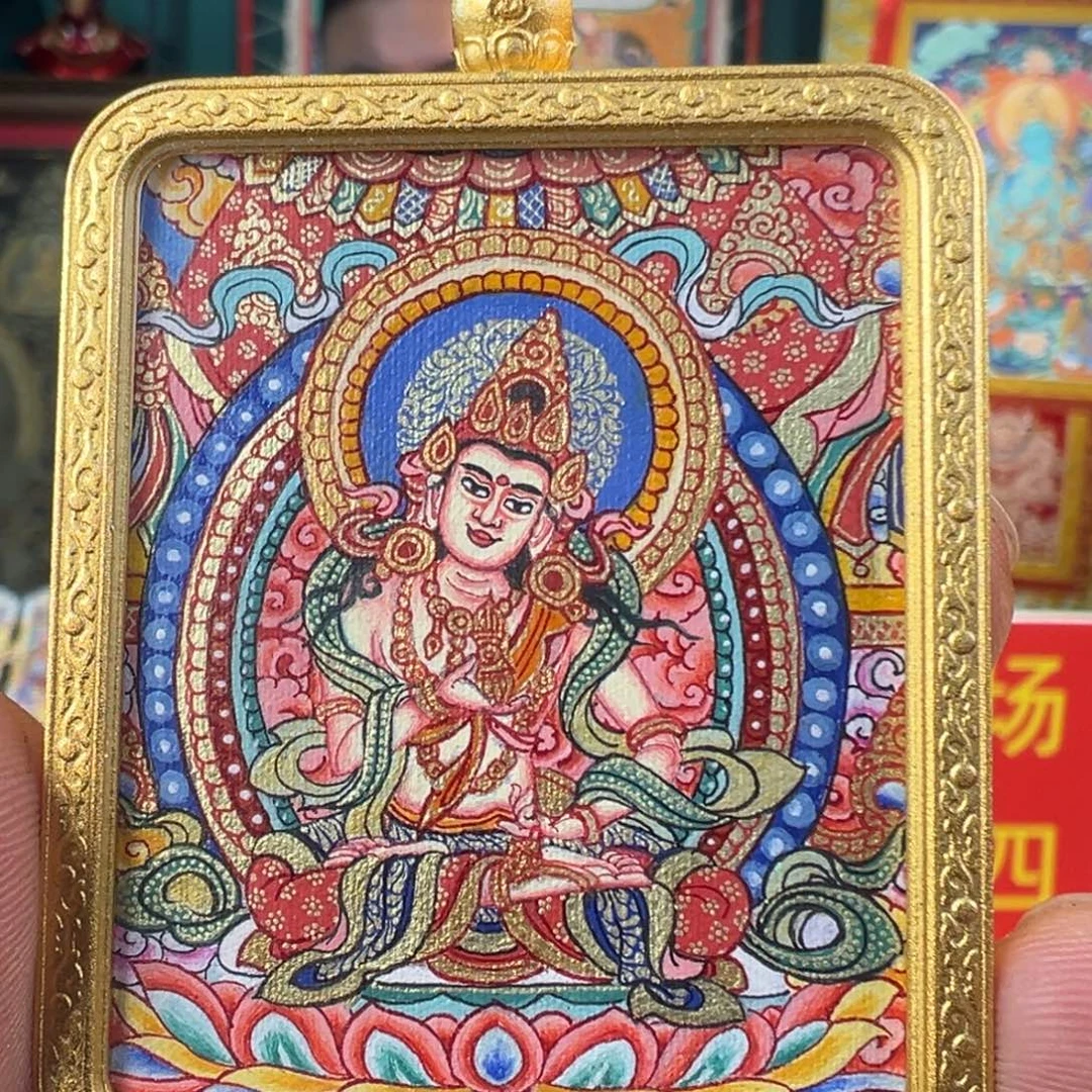 吊坠纯手绘唐卡金刚萨垛