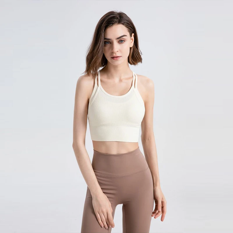 假两件运动背心女跑步防震外穿内搭健身内衣瑜伽服美背文胸女