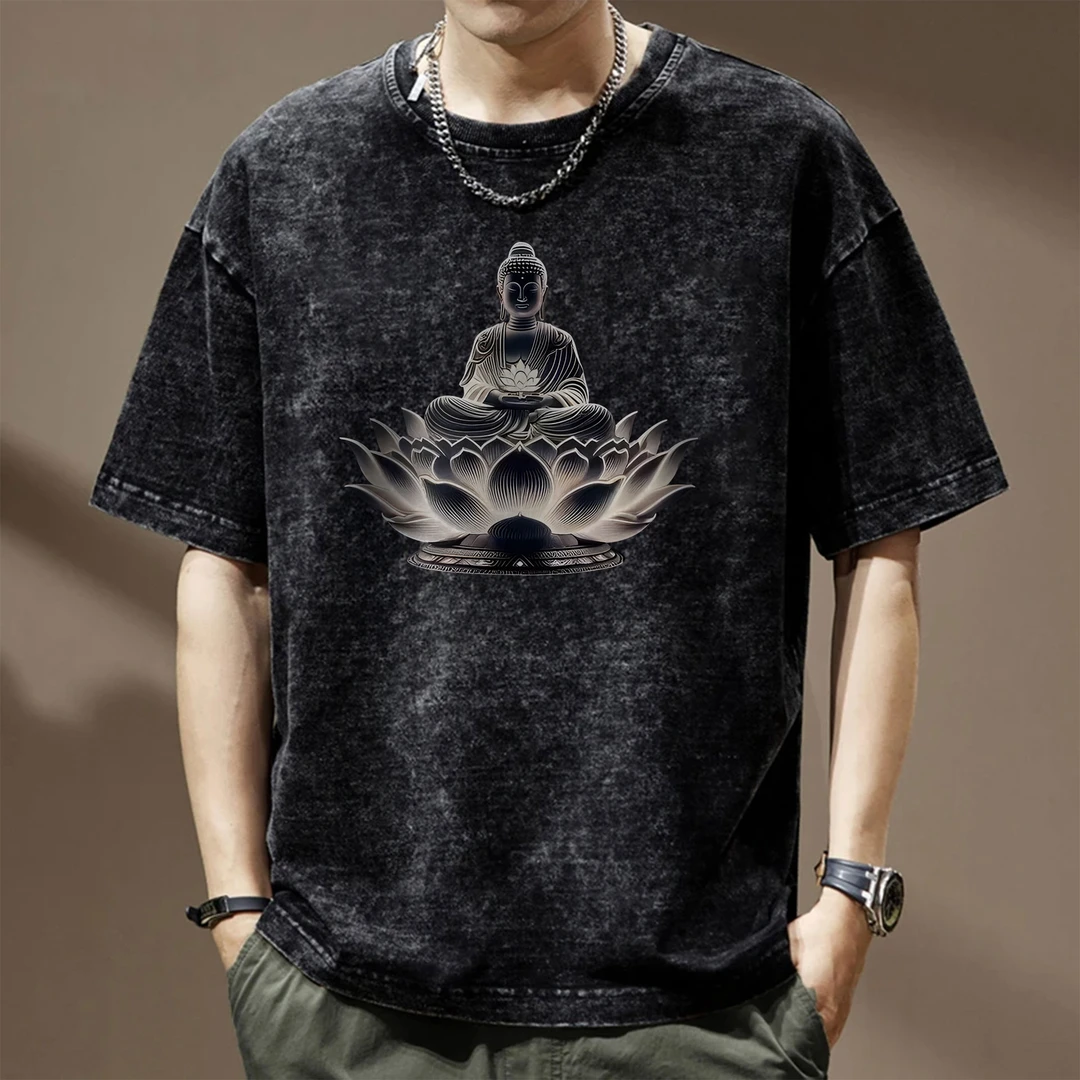 男款夏季男生创意宽松男装短袖t恤休闲潮牌水洗做旧通勤港风扎染