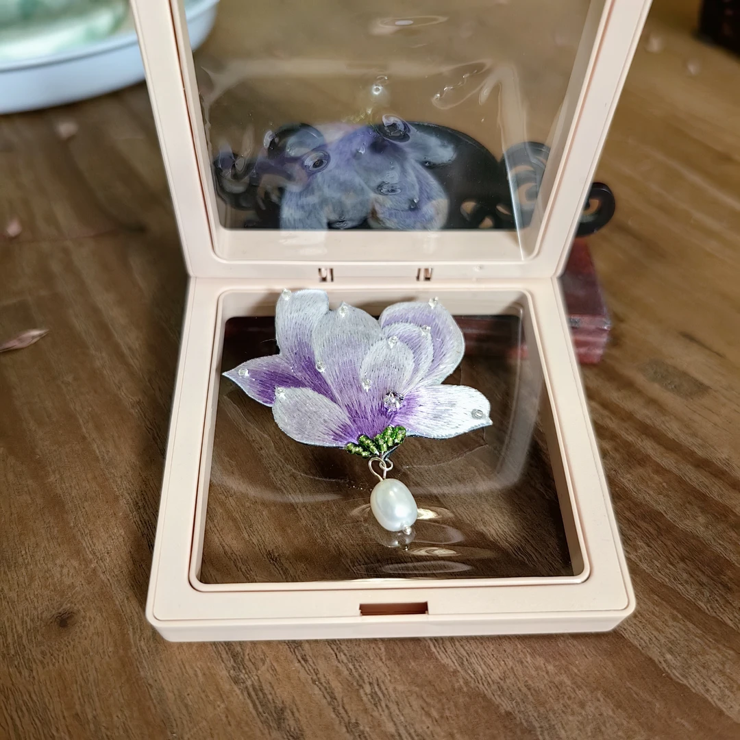 复古纯手工苏绣百搭古风素款时尚饰品配饰 玉兰