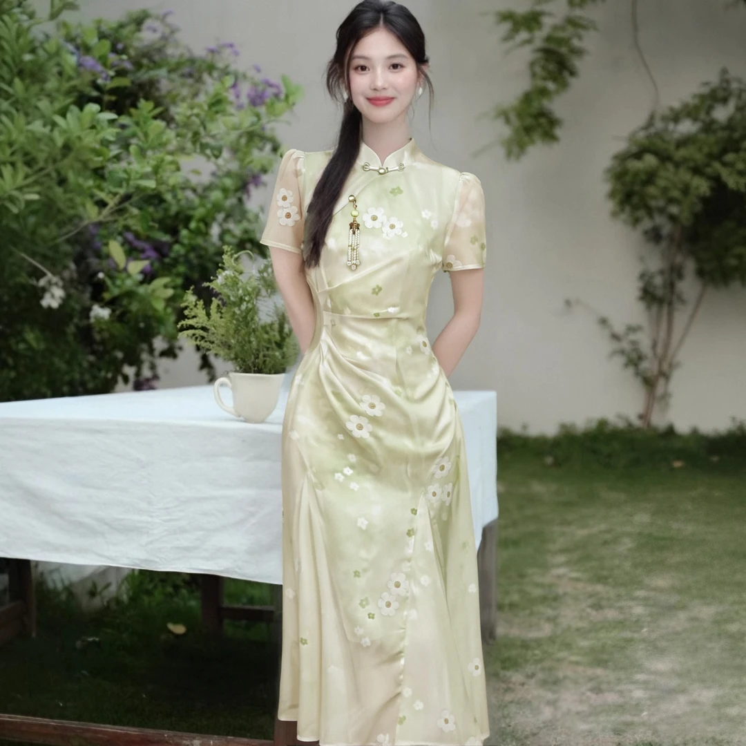 C【有里布】2025夏季新款时尚气质百搭长裙女收腰显瘦连衣裙D2239