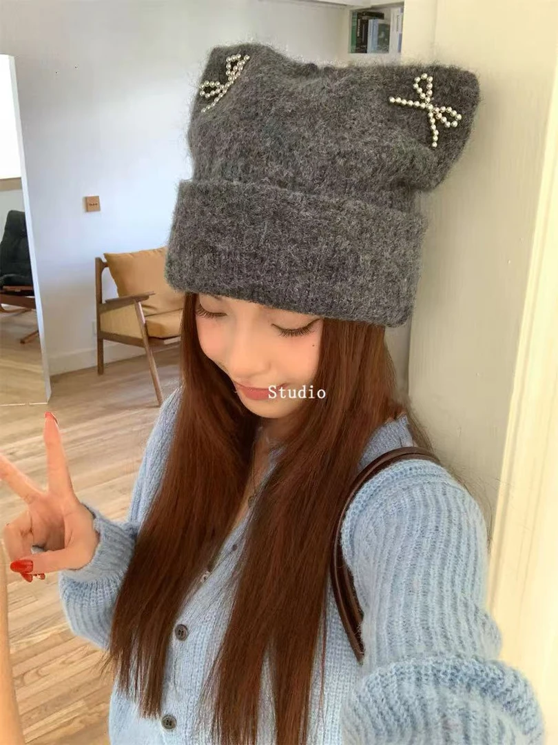 芝士小猫|秋冬新款加厚保暖毛线针织帽防寒保暖大头围可戴百搭