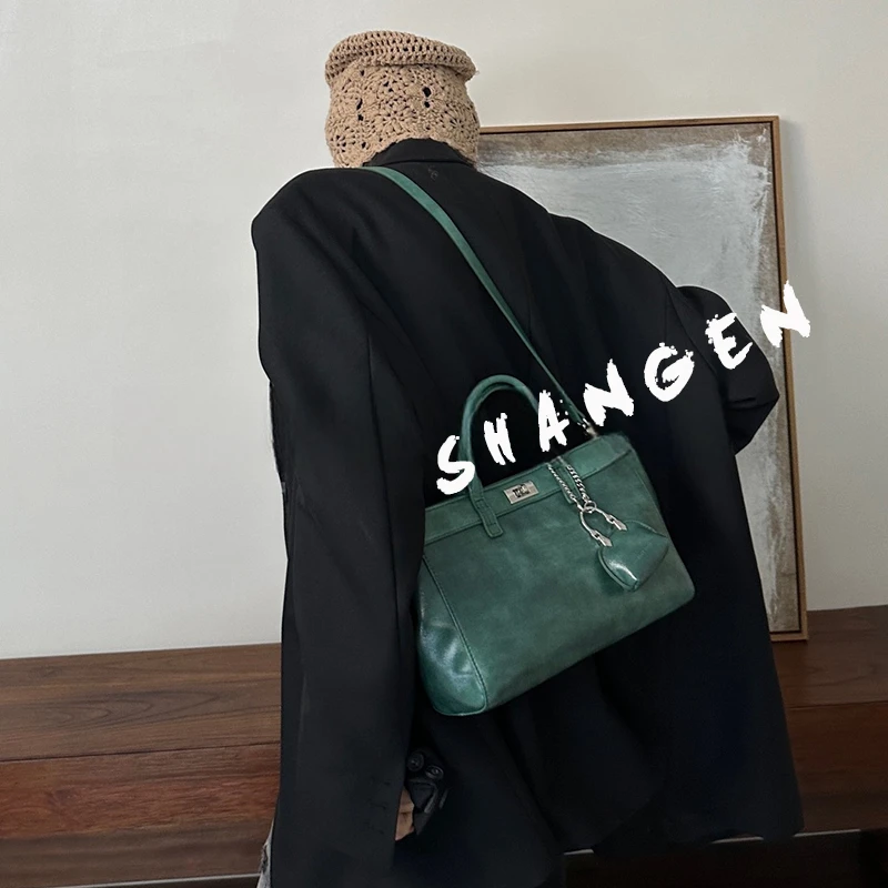 【尚恩CC】SK-92302-豚草绿-28*10*27轻奢简约新款手提单肩斜跨包