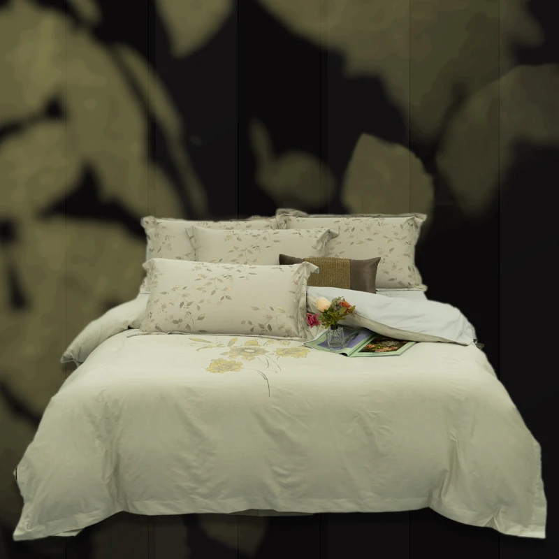 【绮梦花语】2025新款全棉提花120s全棉四件套高密度亲肤加厚四件套