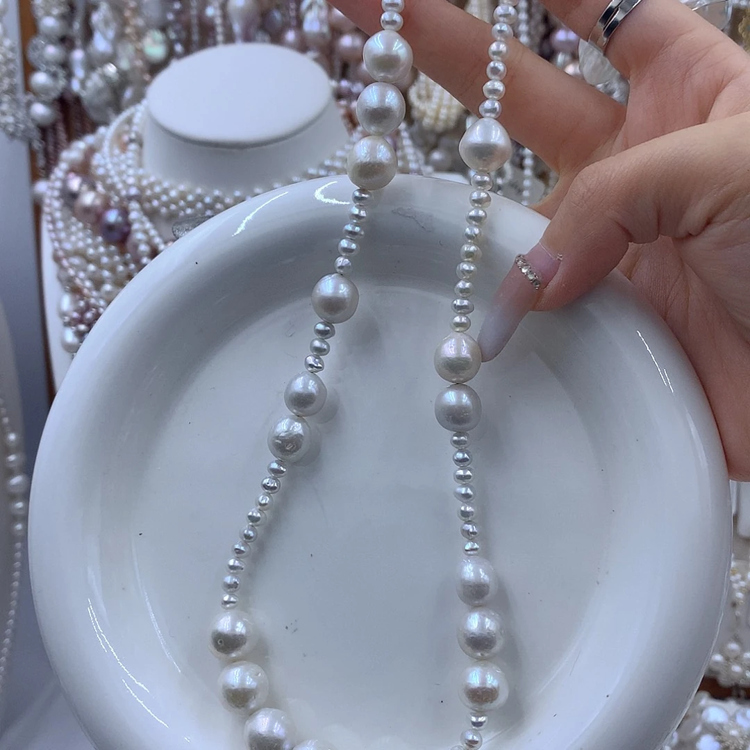 项链耳饰银S925镶嵌淡水珍珠