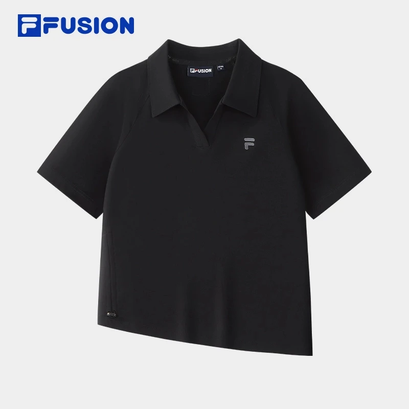 FILA斐乐【斜下摆显瘦】运动短袖T恤女通勤夏季polo翻领T11W533123F