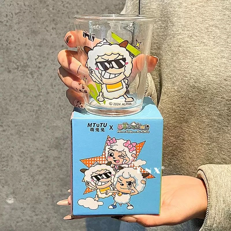 新疆包邮喜羊羊与灰太狼玻璃杯高颜值牛奶杯学生宿舍喝水杯