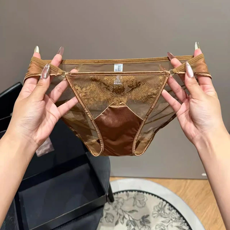 地母系秋冬~温柔氛围白月光~缎面拼接网纱女士中腰内裤~性感高级~