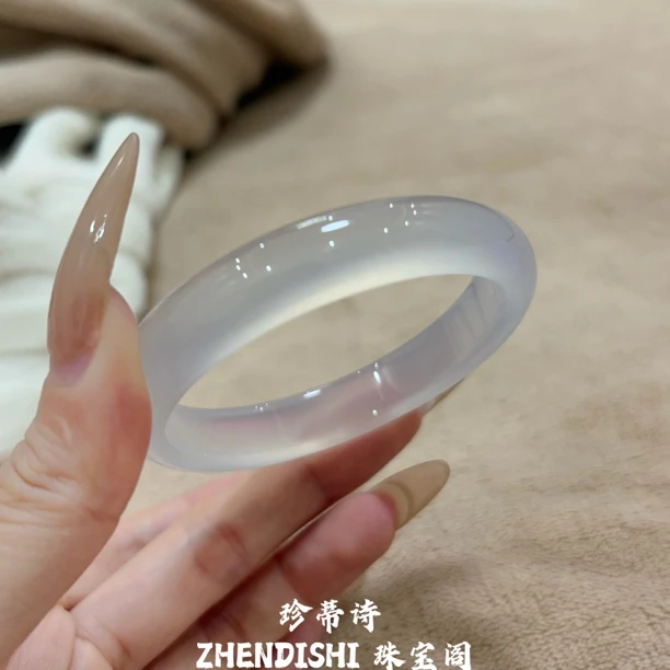 天然白月光玛瑙手镯冰种荔枝冻玉髓手镯正品国风气质珠宝七夕礼物