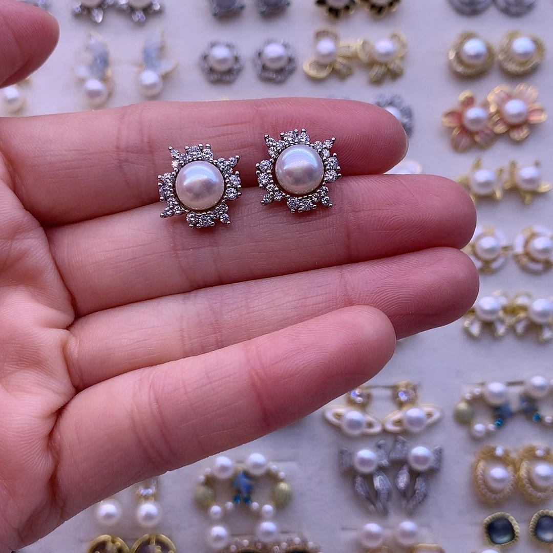 淡水珍珠耳饰合金