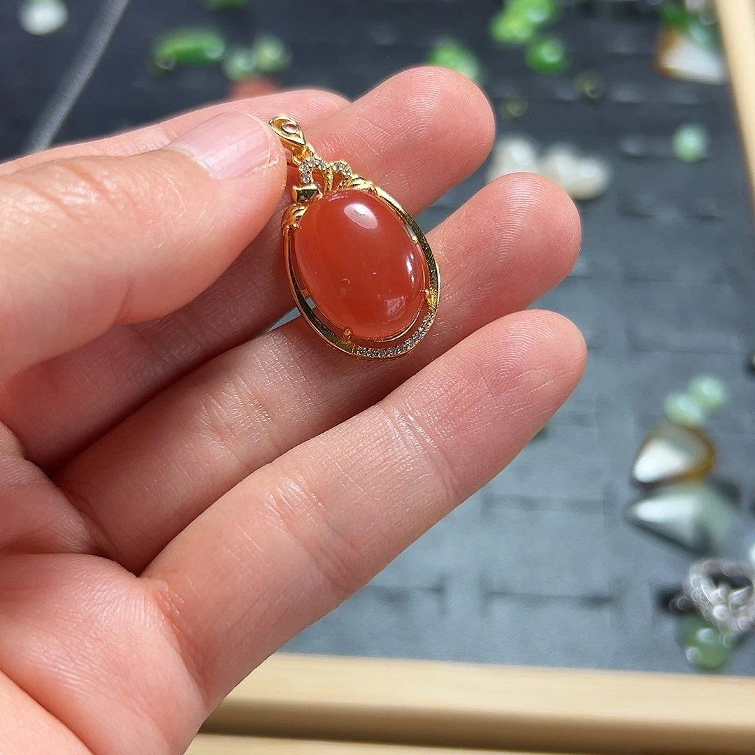 银S925镶嵌定制南红玛瑙秋颜色多样性发货拍一发一