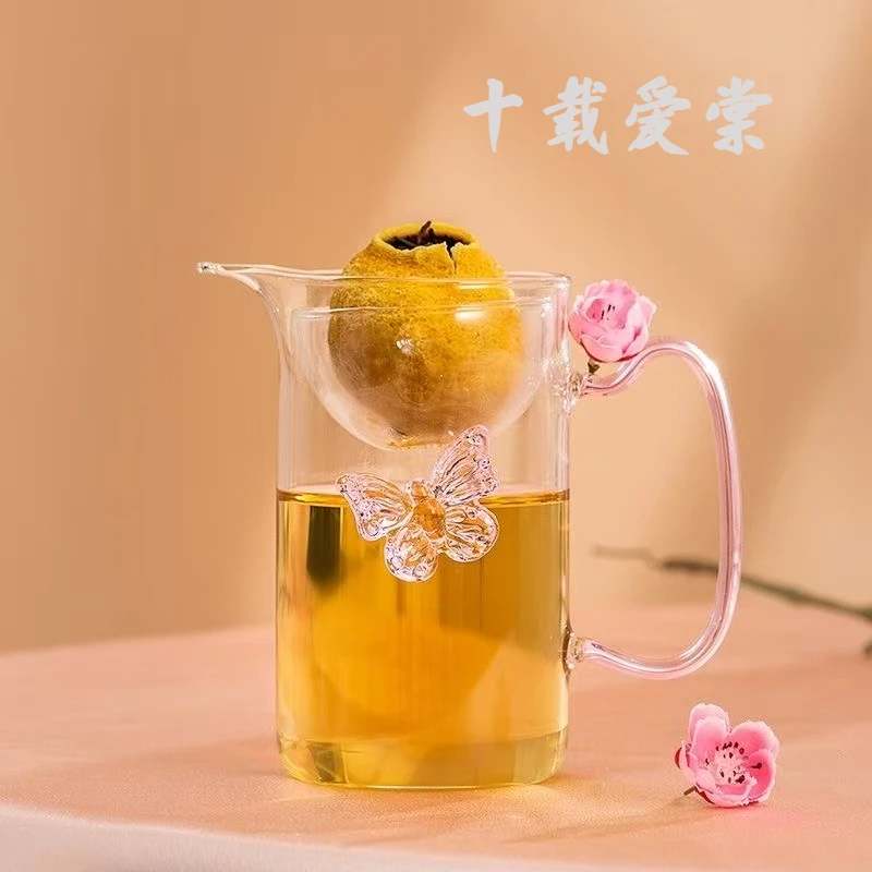 【新品推荐】蝴蝶玻璃茶壶青柑玻璃泡茶壶高颜值公道杯茶漏滤网一体